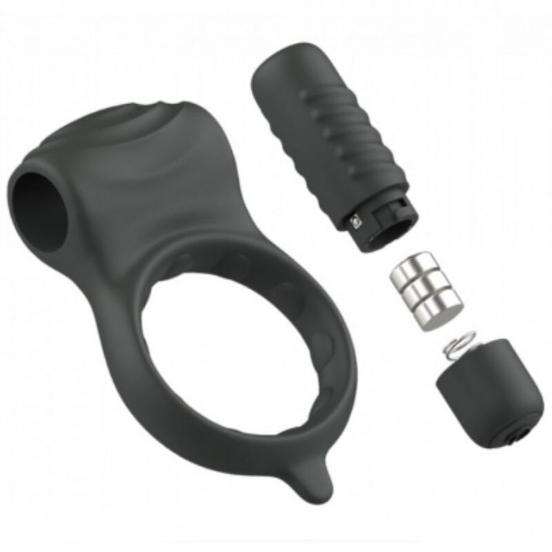 ANELLO PENE VIBRANTE NERO, 5 FUNZIONI VIBRAZIONE, SILICONE MEDICALE