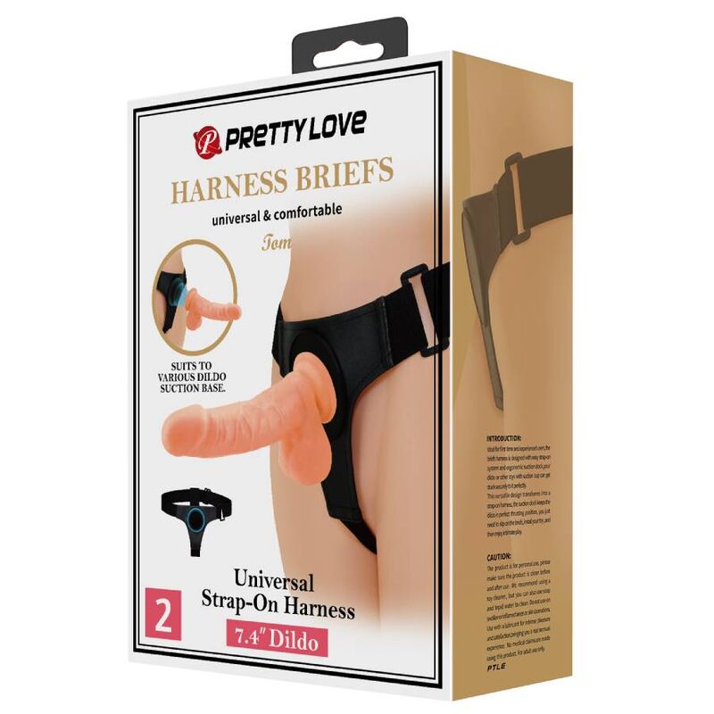 PRETTY LOVE - HARNESS SLIP UNIVERSALE TOM CON DILDO 20 CM NUDE