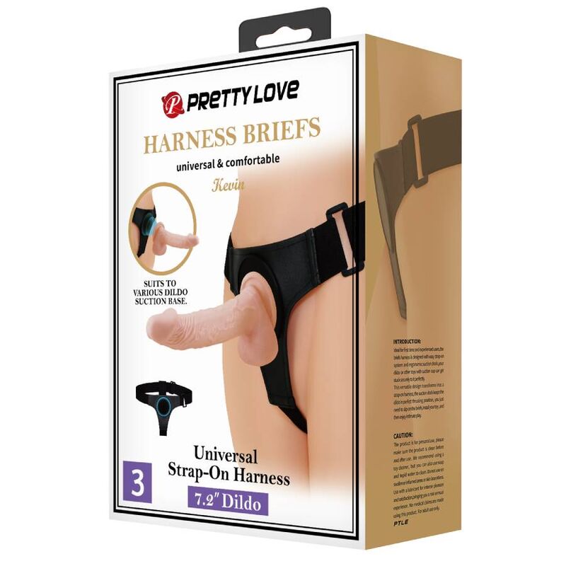PRETTY LOVE - HARNESS SLIP UNIVERSALE KEVIN CON DILDO 19 CM NUDE
