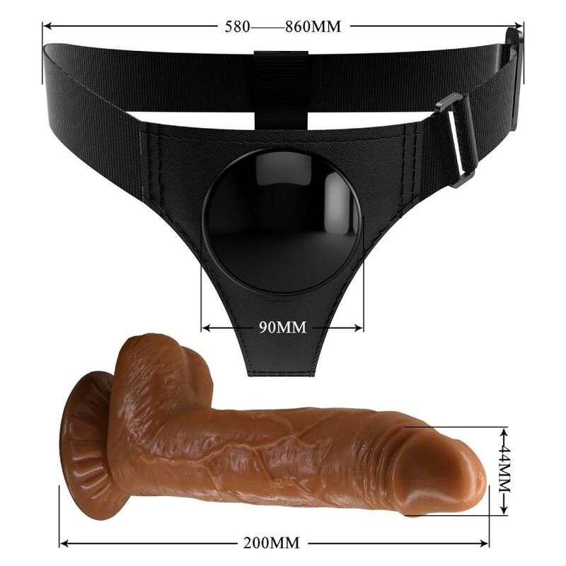 PRETTY LOVE - HARNESS SLIP UNIVERSALE MICHEAL CON DILDO 20 CM CARAMEL