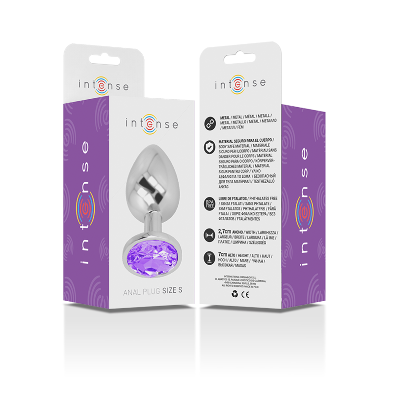 INTENSE - PLUG ANALE IN ALLUMINIO CON CRISTALLO VIOLA MISURA S
