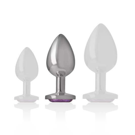 INTENSE - PLUG ANALE IN ALLUMINIO CON CRISTALLO VIOLA TAGLIA M