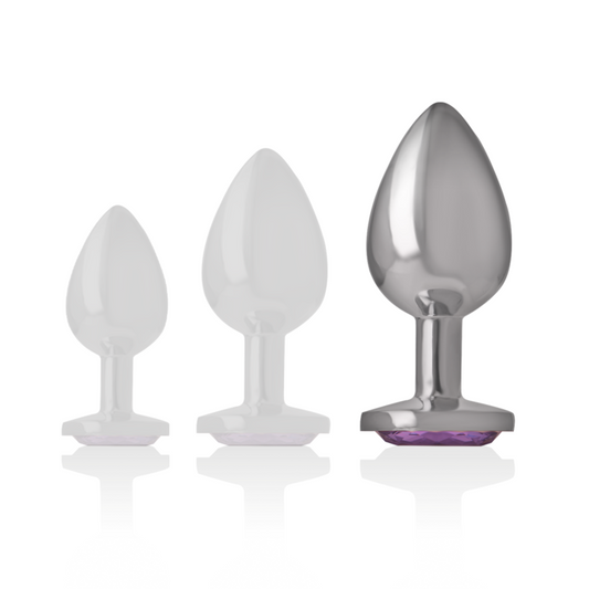 INTENSE - PLUG ANALE IN ALLUMINIO CON CRISTALLO VIOLA MISURA L