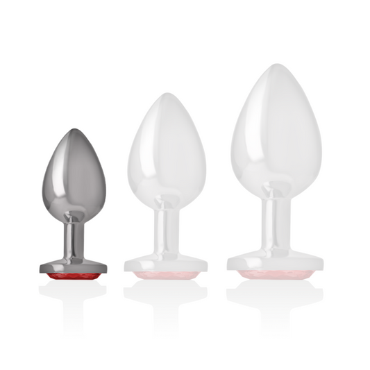 INTENSE - PLUG ANALE IN ALLUMINIO CON CRISTALLO ROSSO MISURA S