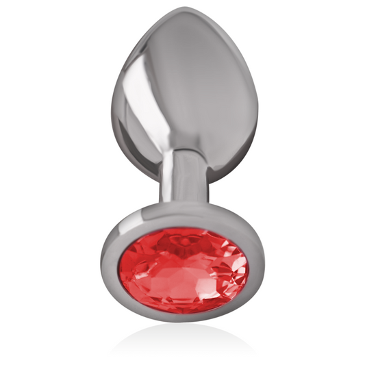 INTENSE - PLUG ANALE IN ALLUMINIO CON CRISTALLO ROSSO TAGLIA L