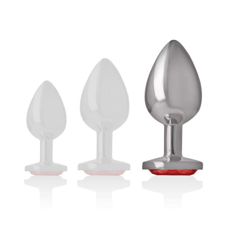 INTENSE - PLUG ANALE IN ALLUMINIO CON CRISTALLO ROSSO TAGLIA L