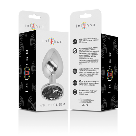 INTENSE - PLUG ANALE IN ALLUMINIO E VETRO NERO TAGLIA M