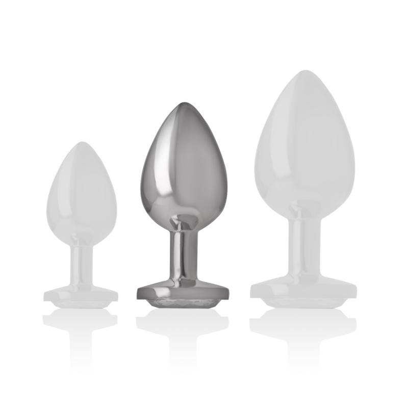 INTENSE - PLUG ANALE IN ALLUMINIO CON CRISTALLO ARGENTATO TAGLIA M
