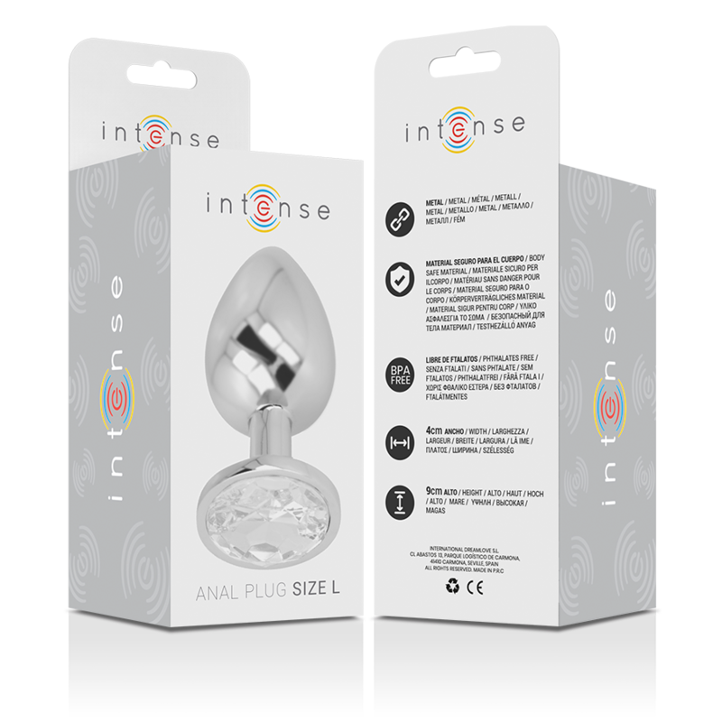 INTENSE - PLUG ANALE IN ALLUMINIO CON CRISTALLO ARGENTATO TAGLIA L