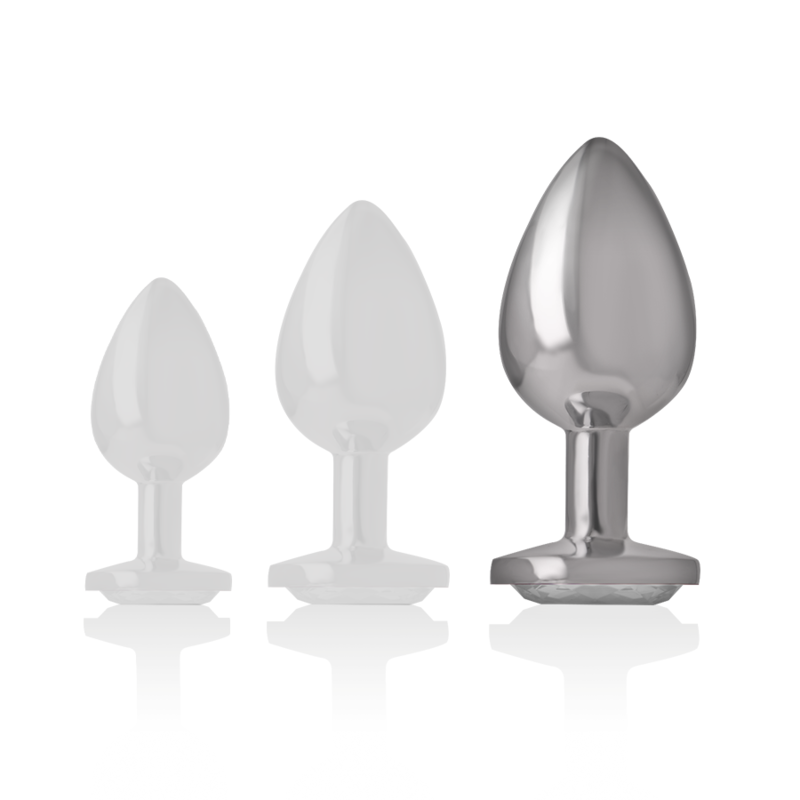 INTENSE - PLUG ANALE IN ALLUMINIO CON CRISTALLO ARGENTATO TAGLIA L