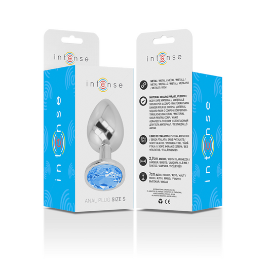 INTENSE - PLUG ANALE IN ALLUMINIO CON CRISTALLO BLU TAGLIA S