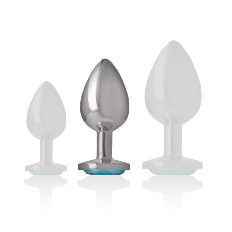 PLUG ANALE IN ALLUMINIO CON CRISTALLO BLU, DESIGN GLAMOUR, TAGLIA M