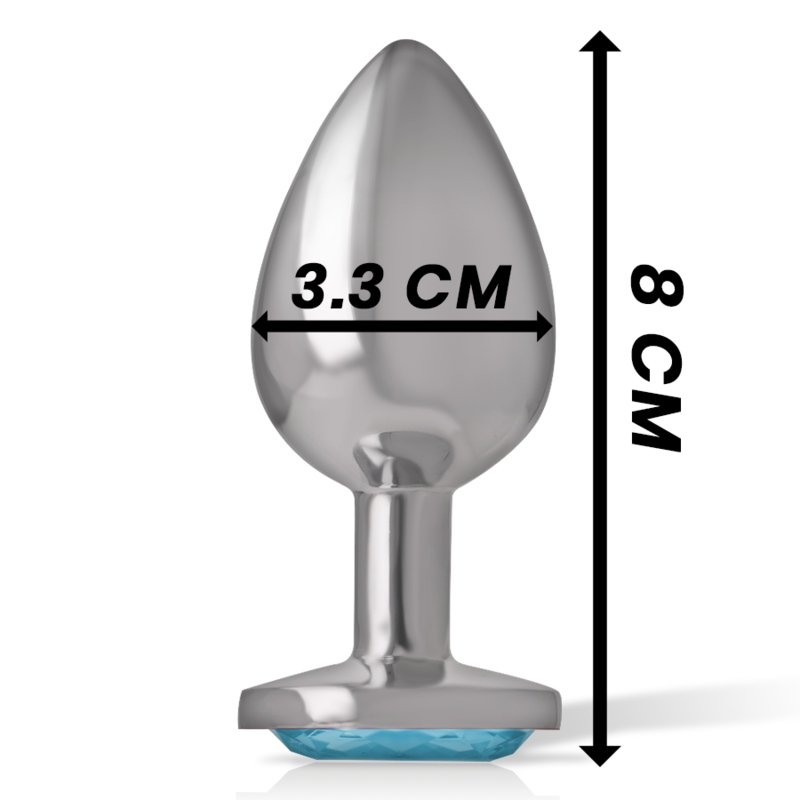 PLUG ANALE IN ALLUMINIO CON CRISTALLO BLU, DESIGN GLAMOUR, TAGLIA M