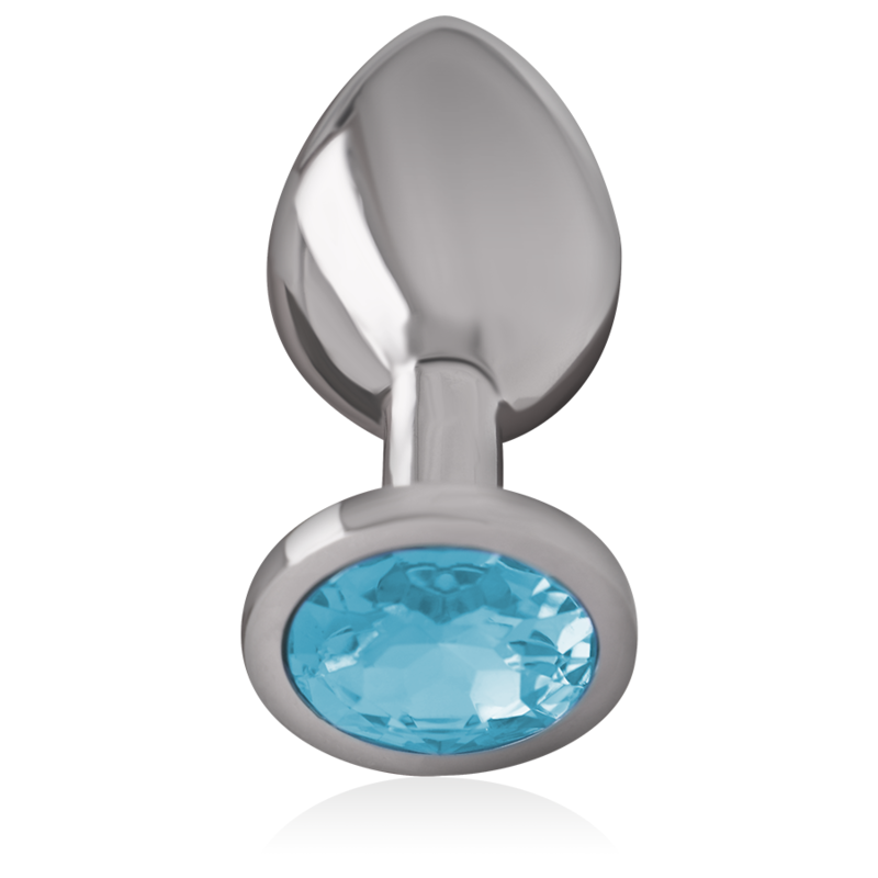 PLUG ANALE IN ALLUMINIO CON CRISTALLO BLU, DESIGN GLAMOUR, TAGLIA M