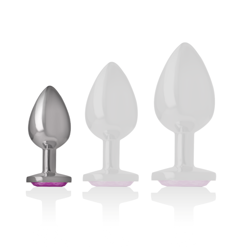 PLUG ANALE IN ALLUMINIO CON CRISTALLO ROSA, DESIGN GLAMOUR, TAGLIA S