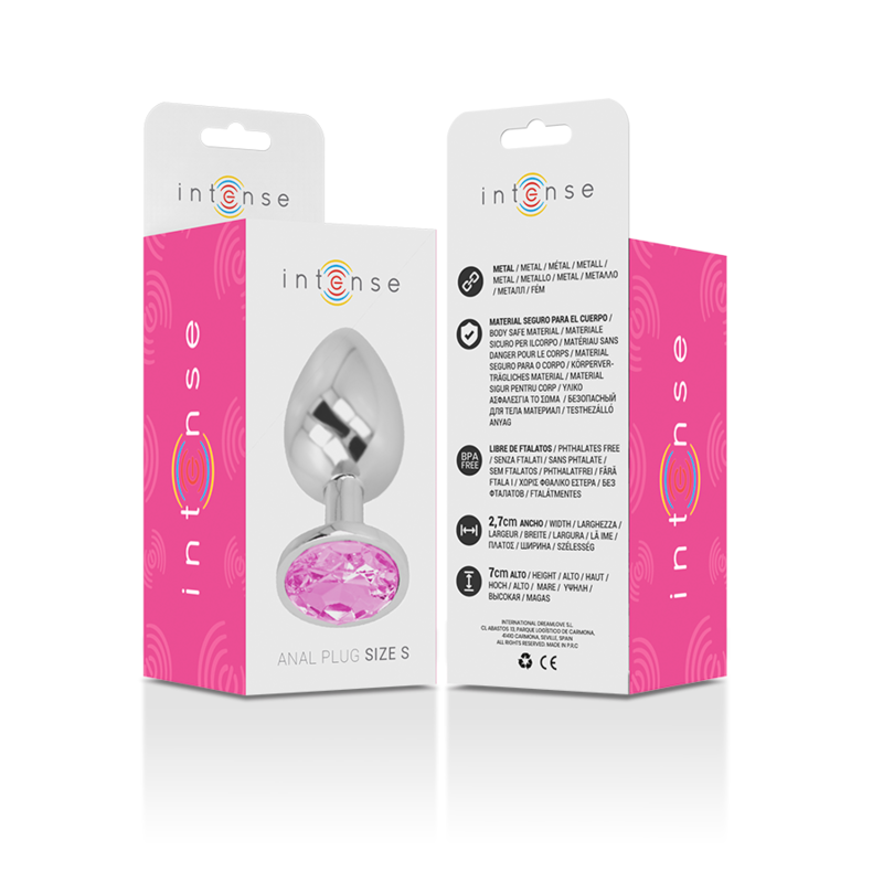 PLUG ANALE IN ALLUMINIO CON CRISTALLO ROSA, DESIGN GLAMOUR, TAGLIA S