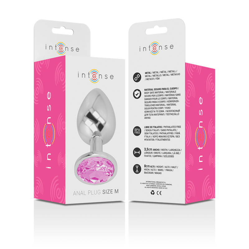 INTENSE - PLUG ANALE IN ALLUMINIO CON CRISTALLO ROSA TAGLIA M