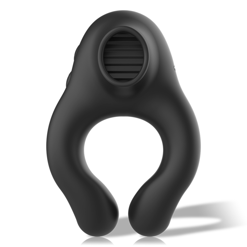 BLACK&SILVER - ANELLO PENE VIBRANTE IN SILICONE 3 MOTORI RICARICABILE NERO