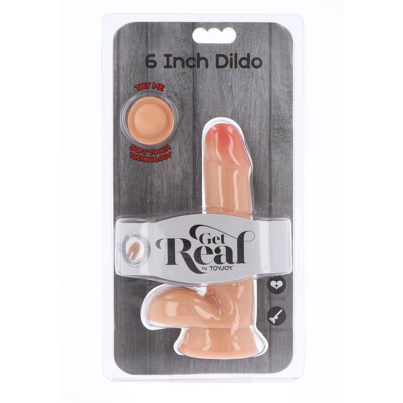 GET REAL - DILDO A DOPPIA DENSITÀ CON TESTICOLI  17 CM NUDE