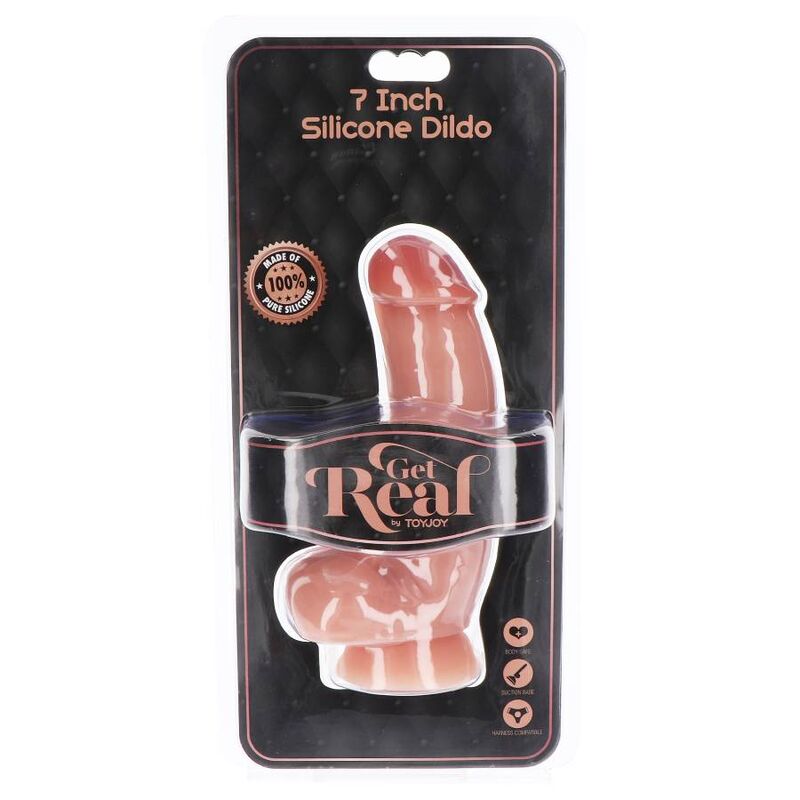 DILDO SILICONE 18 CM, REALISTICO CON TESTICOLI, BASE A VENTOSA