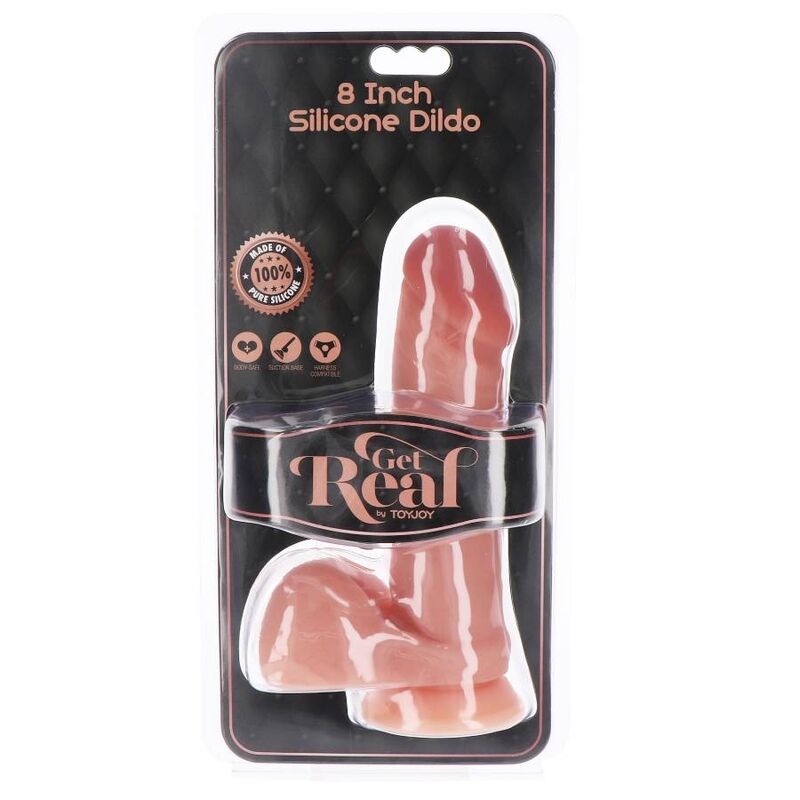 DILDO SILICONE 20,5 CM, REALISTICO CON TESTICOLI, BASE A VENTOSA