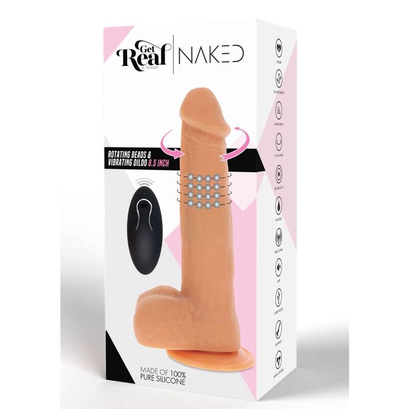 GET REAL -  DILDO VIBRANTE CON PERLINE ROTANTI NATURALE