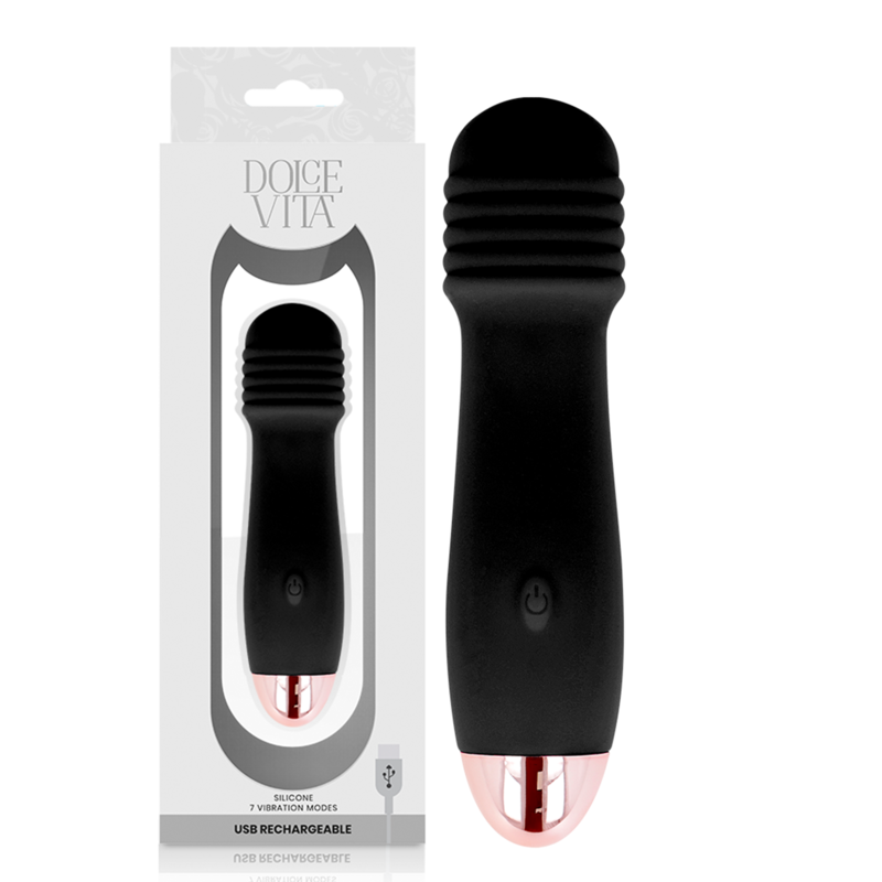 DOLCE VITA - THREE VIBRATORE RICARICABILE NERO A 7 VELOCITÀ