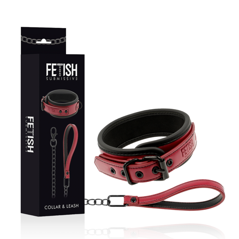 FETISH SUBMISSIVE DARK ROOM - COLLARE E GUINZAGLIO CON FODERA IN NEOPRENE