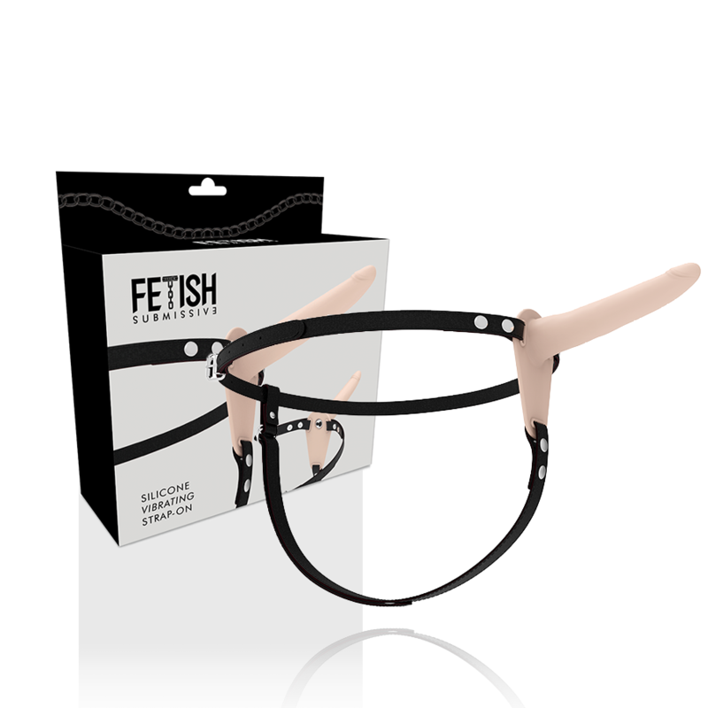 FETISH SUBMISSIVE - HARNESS CON VIBRATORE IN SILICONE 15 CM NUDE