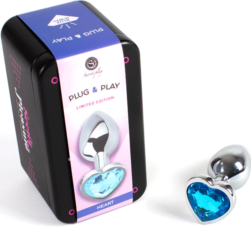 SECRETPLAY - PLUG ANALE IN METALLO CUORE BLU PICCOLO 7 CM