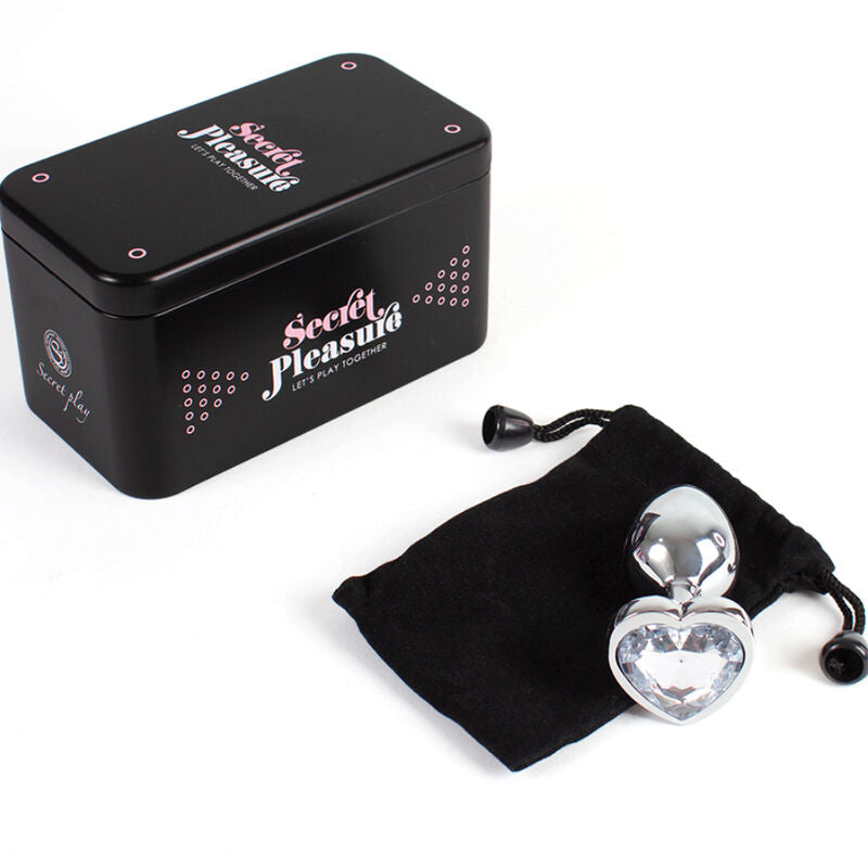 SECRETPLAY - PLUG ANALE IN METALLO CON CUORE CRISTALLO TRASPARENTE PICCOLO 7 CM