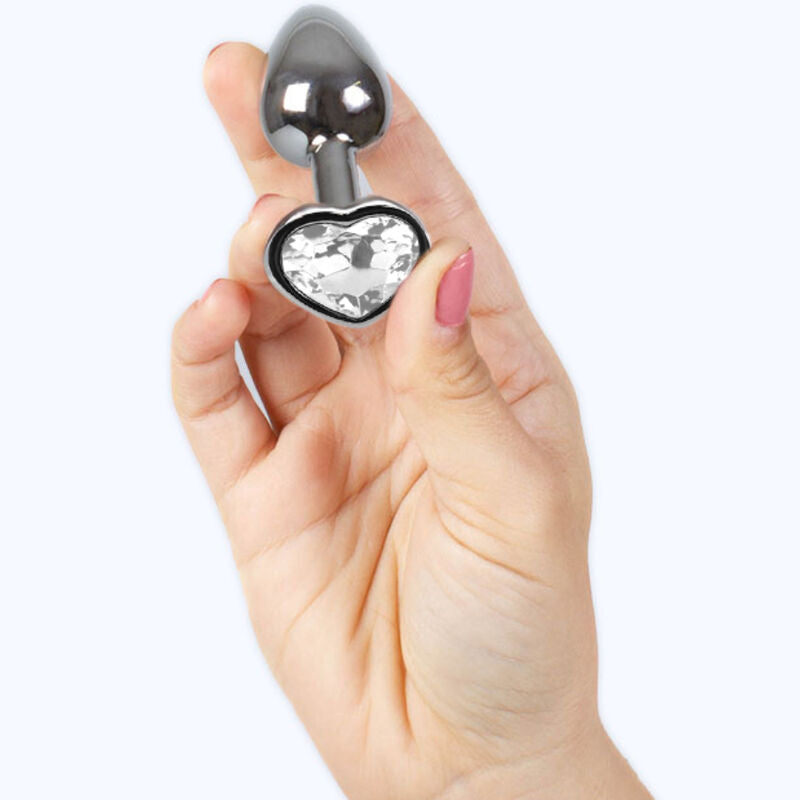 SECRETPLAY - PLUG ANALE IN METALLO CON CUORE CRISTALLO TRASPARENTE PICCOLO 7 CM