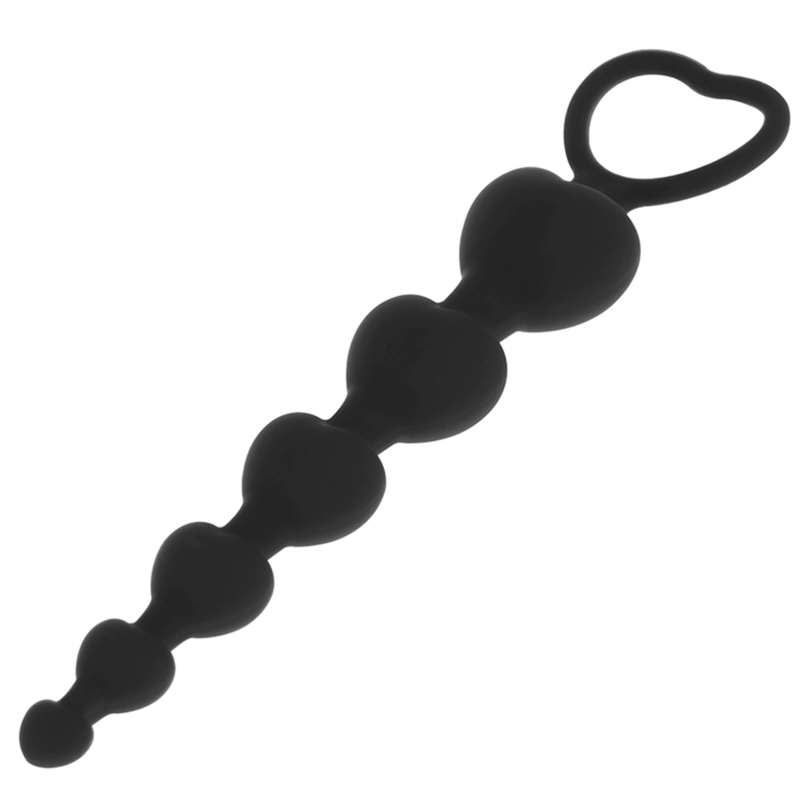 BLACK&SILVER - MILA CATENA ANALE  CON CUORI 18 CM