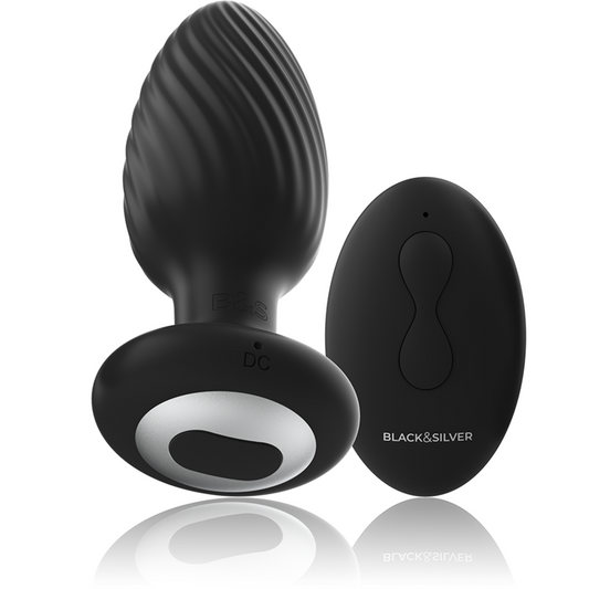 BLACK&SILVER - PLUG ANALE VIBRANTE E ROTANTE CON TELECOMANDO WELLS