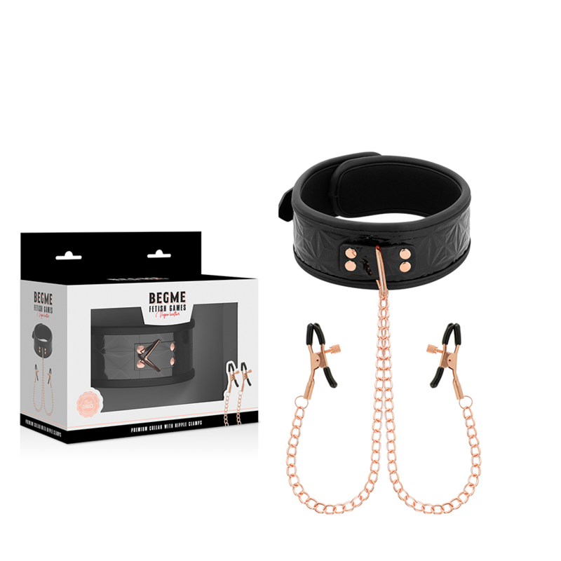 BEGME  BLACK EDITION - COLLARE CON MORSETTI PER CAPEZZOLI CON FODERA IN NEOPRENE