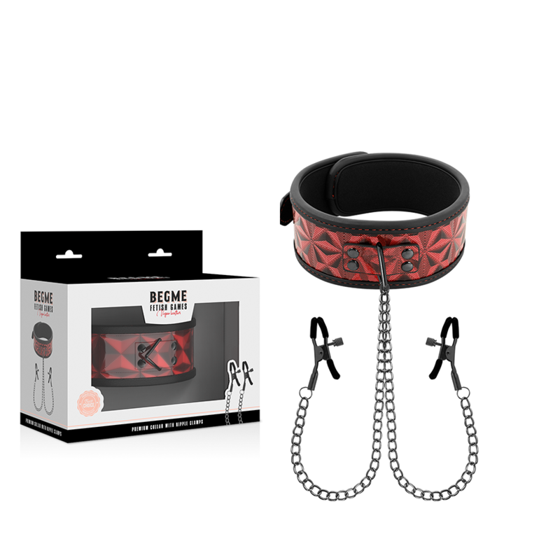 BEGME - RED EDITION  COLLARE  CON MORSETTI PER CAPEZZOLI CON FODERA IN NEOPRENE