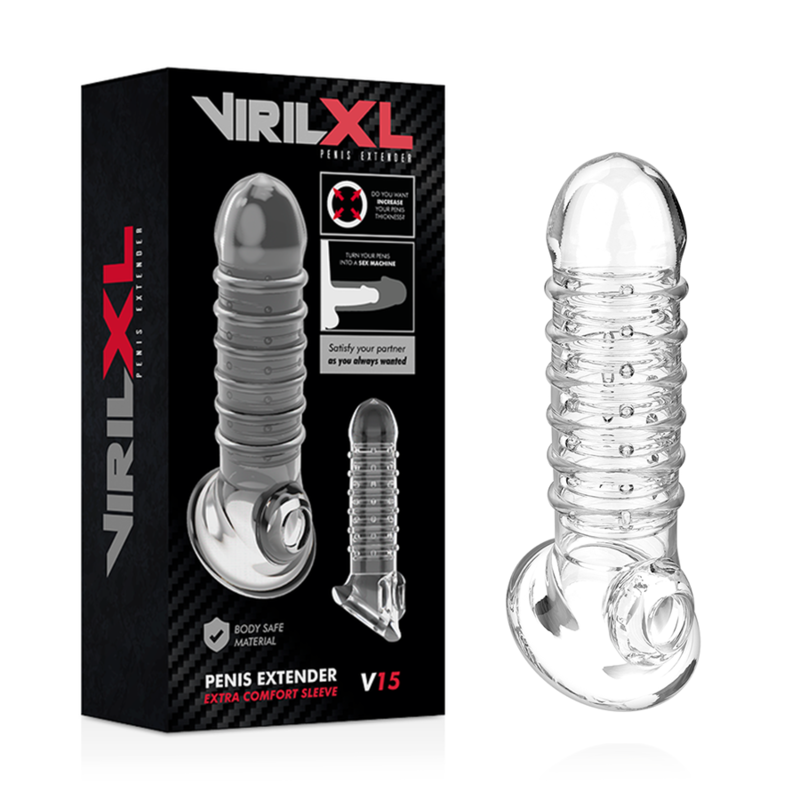 VIRILXL - V15 PROLUNGA E GUAINA PER PENE TRASPARENTE