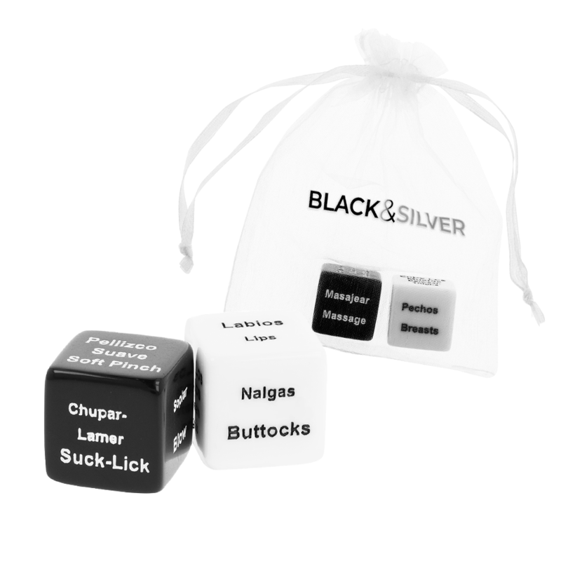 BLACK&SILVER - DADI PER GIOCO DI COPPIA ES/EN