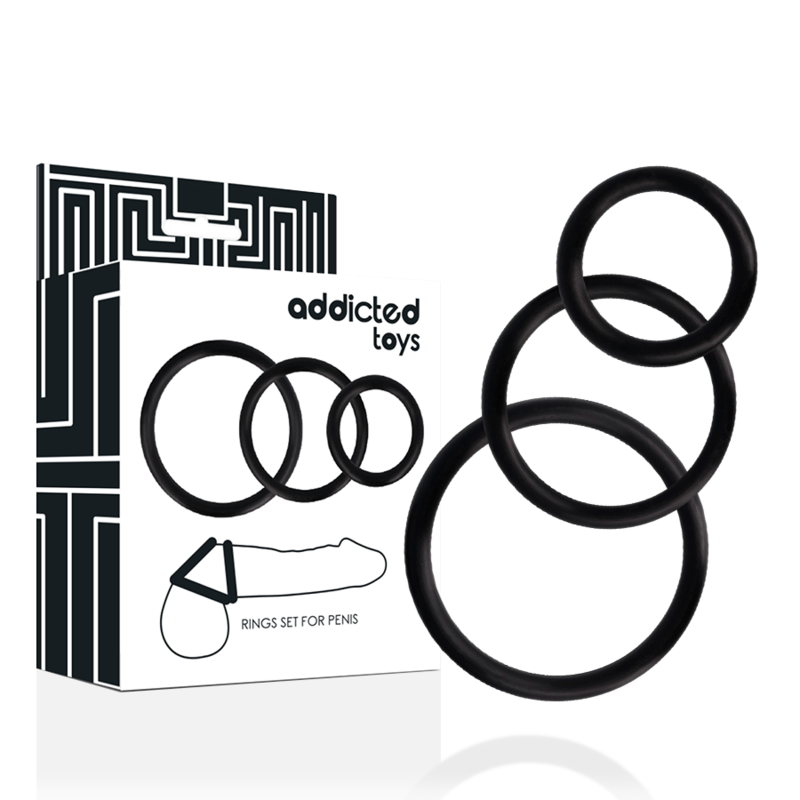 ADDICTED TOYS - SET DI 3 ANELLI PER PENE VARIE MISURE NERI