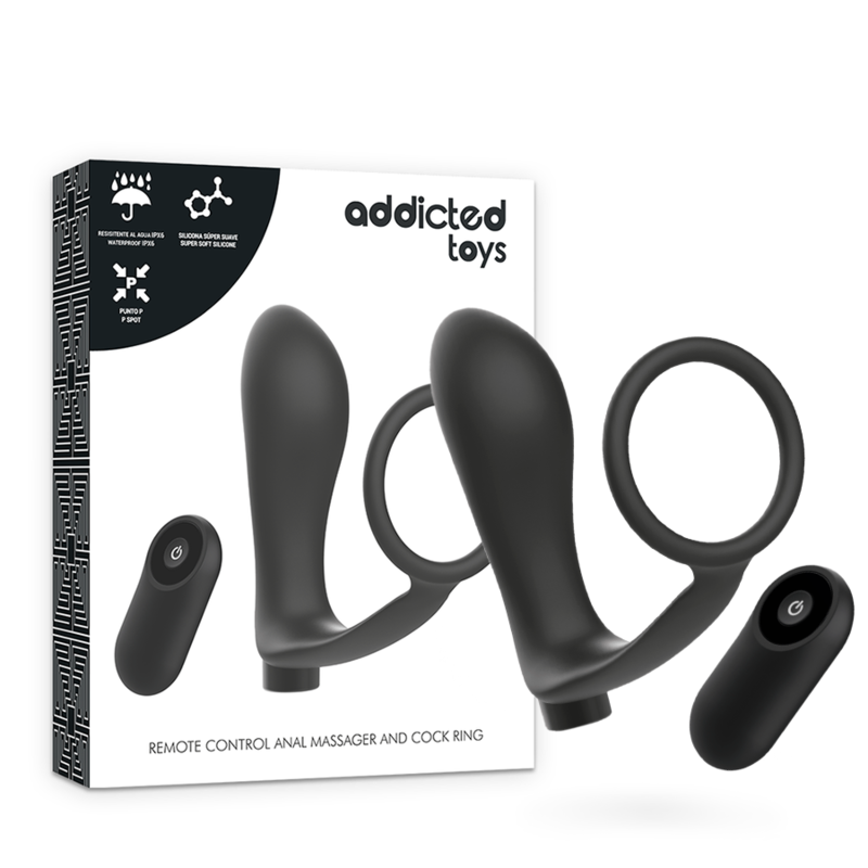 ADDICTED TOYS - ANELLO PENE CON  PLUG ANALE  RICARICABILE E TELECOMANDO