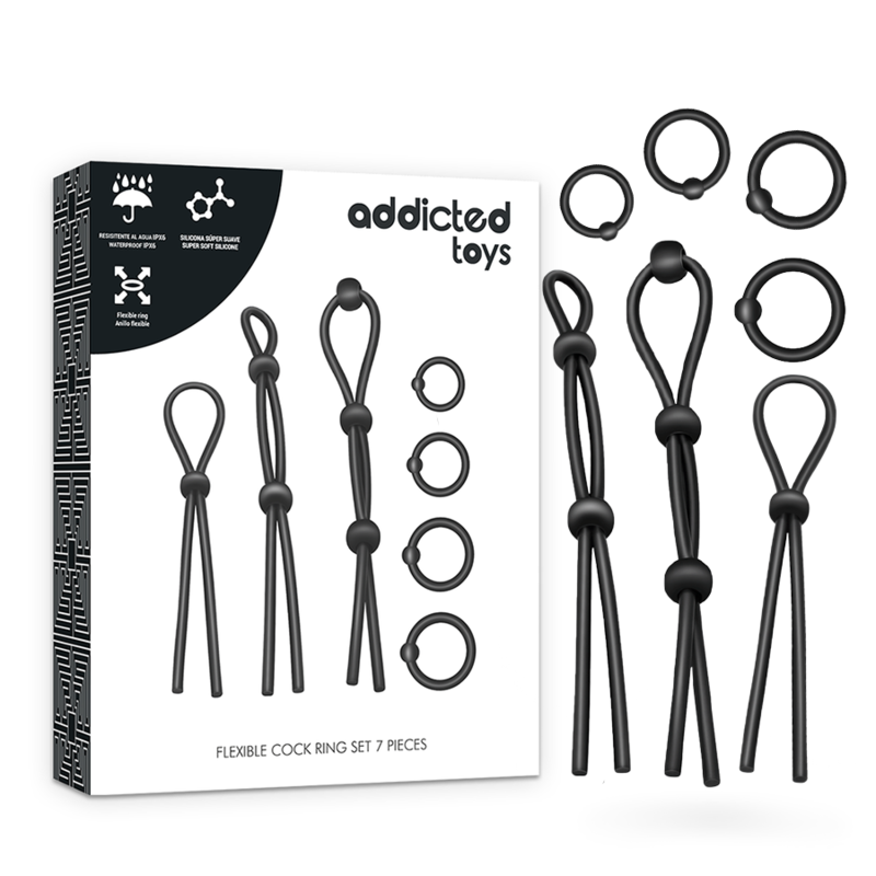 ADDICTED TOYS - SET DI 7 ANELLI PER IL PENE IN SILICONE FLESSIBILE 