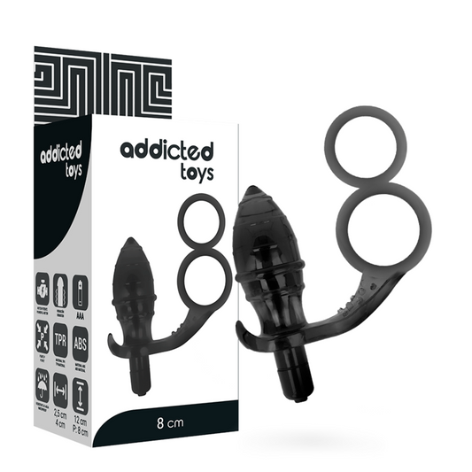 ADDICTED TOYS -   DOPPIO ANELLO PENE + PLUG ANALE NERO