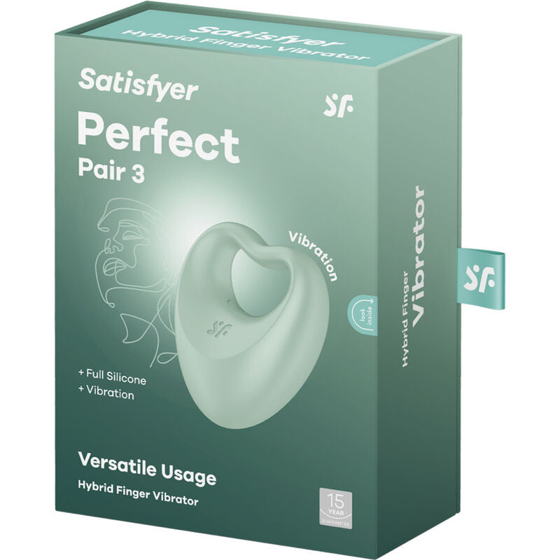  SATISFYER - PERFECT PAIR 3  MULTIVIBRATORE 2 IN 1 ANELLO PENE E STIMOLATORE DA DITO VERDE 