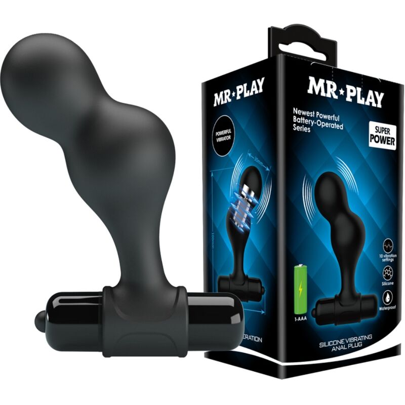 MR PLAY - PLUG ANALE VIBRANTE IN SILICONE NERO