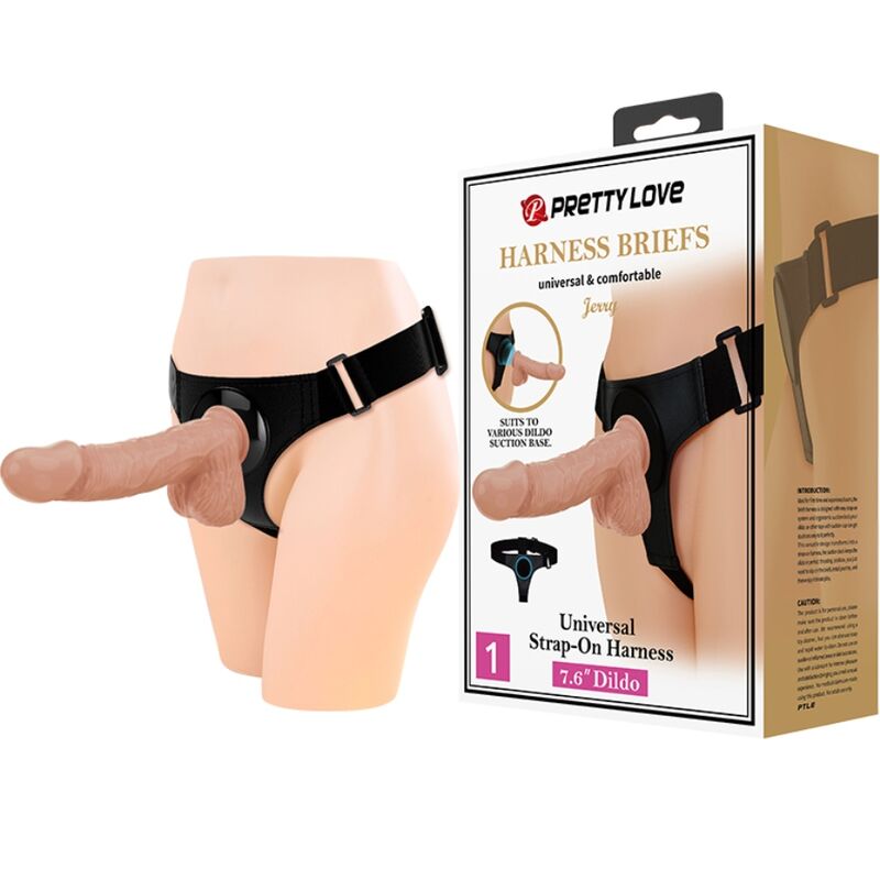 PRETTY LOVE - HARNESS SLIP UNIVERSALE JERRY CON DILDO 21,8 CM NUDE