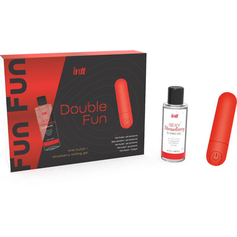 INTT - KIT DOUBLE FUN CON BULLET VIBRANTE E GEL DA MASSAGGIO ALLA FRAGOLA