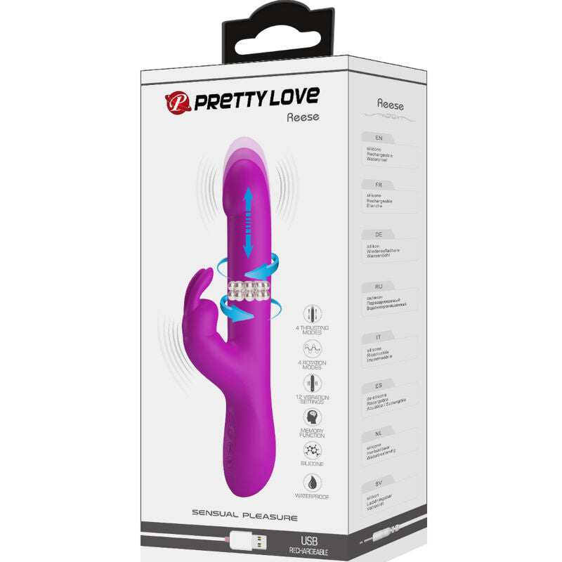 PRETTY LOVE - VIBRATORE REESE CON PERLINE ROTANTI VIOLA
