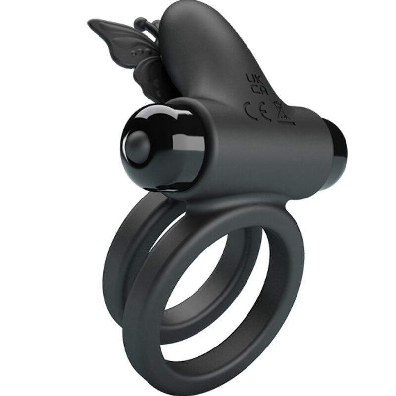 PRETTY LOVE - ANELLO PENE DOPPIO VIBRANTE CON STIMOLATORE NERO