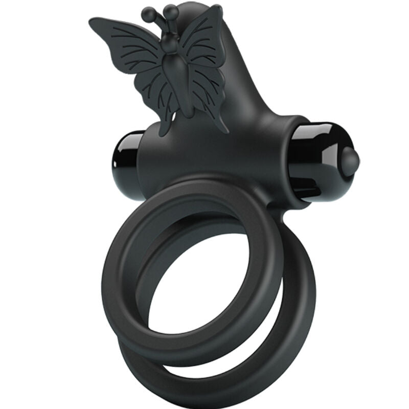 PRETTY LOVE - ANELLO PENE DOPPIO VIBRANTE CON STIMOLATORE NERO