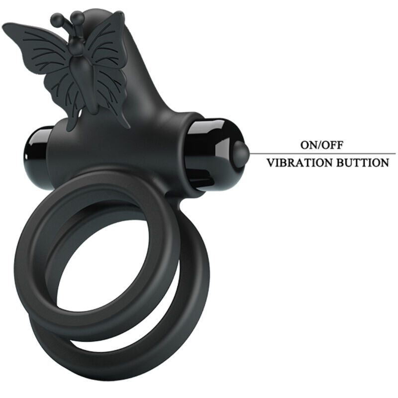 PRETTY LOVE - ANELLO PENE DOPPIO VIBRANTE CON STIMOLATORE NERO